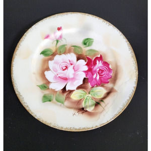 Norleans Japan Decorative Wall Plate, Hand Painted Floral Design, 1950s Vintage